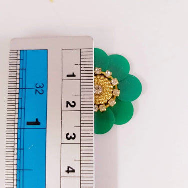 5 Green Floral Applique, Sequins and Rhinestone Appliques, Headband Applique